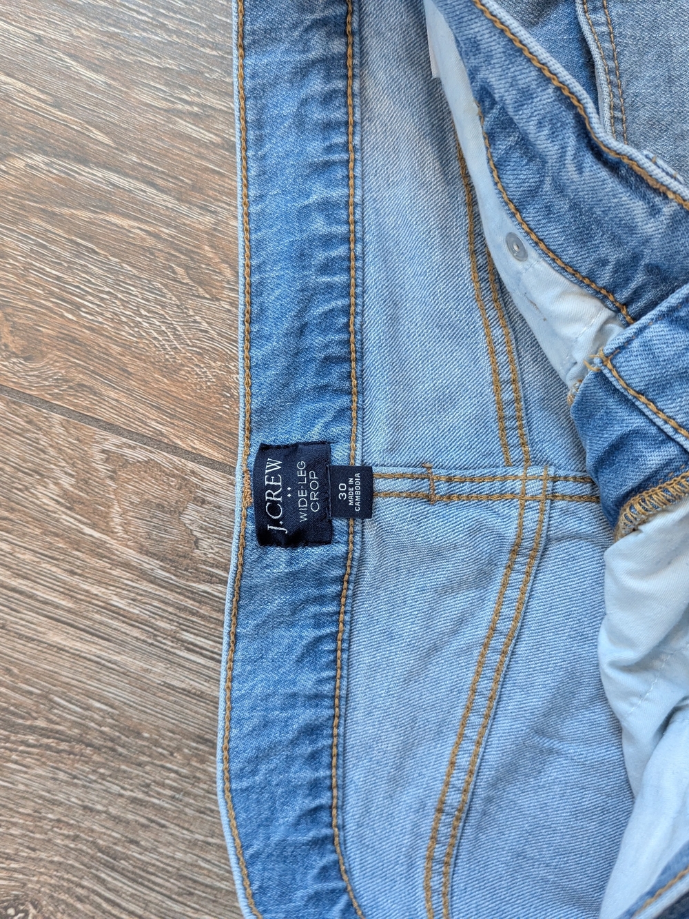 J. Crew Factory Wide Leg Crop Jeans Size 30 X 27 Raw Hem Light Wash Spring Rain - Picture 3 of 9